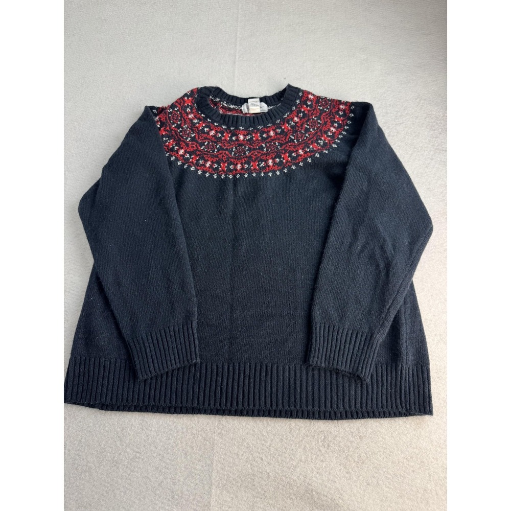 The‎ Vermont Country Store Sweater Womens Large Blue Fair Isle Crewneck Pullover